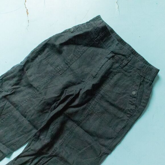 Athleta Washed Black Cabo Retreat 100% Linen Wide Leg High Rise Pants Size 0 - Picture 3 of 9
